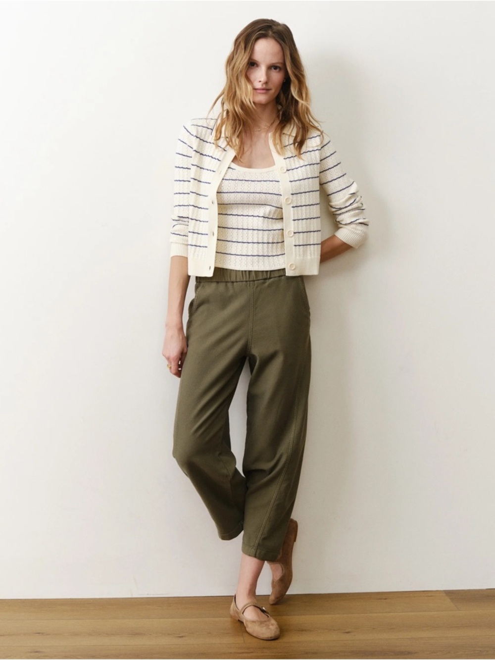 NWT Marine Layer Jessie Barrel Leg Pants, Olive Green Size XL